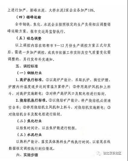 武安市發(fā)布《武安市鋼鐵焦化水泥企業(yè)九月份生產(chǎn)調(diào)控方案》